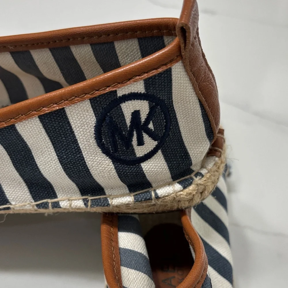Michael Kors Kids Navy and White Striped Slippers